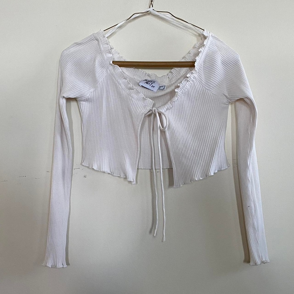 Princess Poly white front tie crop top